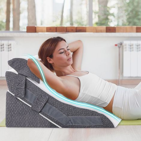 Youyijia Bed Wedge Pillow Support Cushion 20-In-1 Back Support Pillow Memory Foam for Acid Reflux, Leep Apnea, Snoring, Leg Elevation Sitting Reading with Washable Cover (1/5)