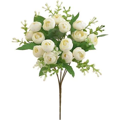 Pivoine artificielle sans arrosage, décoration intérieure, feuilles vertes, camélia en soie artificielle, accessoire photo élégantblanc (1/5)