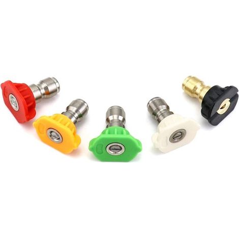 Lot de 5 buses haute pression universelles pour pistolet de lavage auto, prêtes à l'emploi, 1/4" (9,5 l/min), noir + blanc + rouge + jaune + vert (1/5)