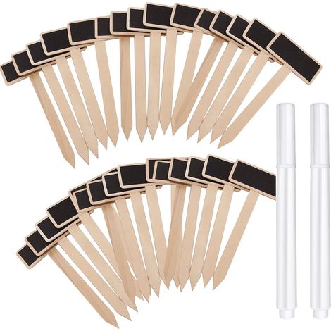 30 Pcs Wooden Garden Plant Labels Plant Markers with Marker Pen for Indoor and Outdoor Plant Pot Seed, Herbs, Flowers, Vegetables (1/5)