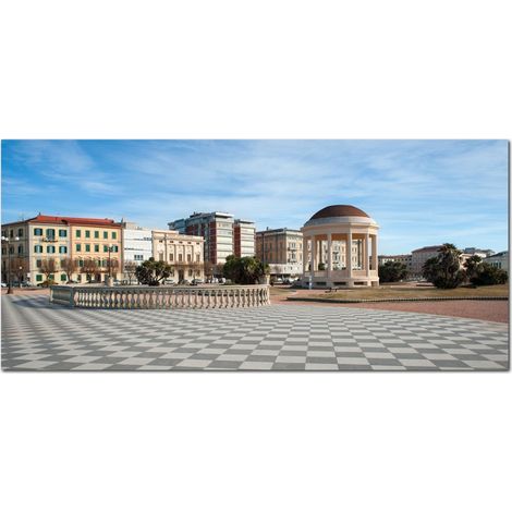 Lupia - Quadro moderno su Tela Canvas DEEP 65X143 cm, con paesaggi e localismi italiani, per casa, soggiorno, capezzale camera da letto, hotel, ufficio, LIVORNO - TERRAZZA MASCAGNI (1/4)