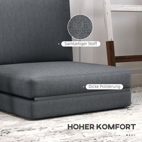 Fauteuil de sol pliable avec coussin, canapé convertible rembourré, salon, chambre d'invités, bureau, 75 x 268 x 18 cm, gris foncé (1/4)