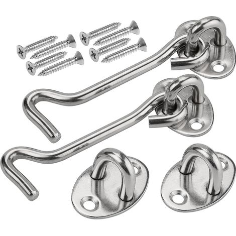 Lot 2 loquets portes robustes acier inoxydable 100 mm