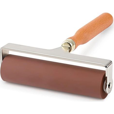 Rouleau en caoutchouc souple, idéal pour les outils de construction, d'impression, d'encre et d'estampage (marron, 15 cm) (1/5)