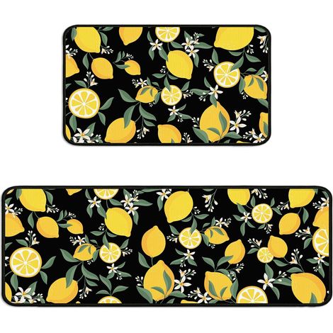 Tapis de cuisine motif citron - Antifatigue - Pour sol de cuisine - Confort station debout (1/5)