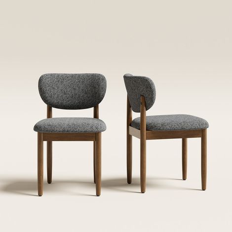 Lot de 2 Chaises de Salle à Manger en Chenille, Pieds en Bois, Dossier Ergonomique, Assise Rembourrée Confortable, Style Moderne pour Salle à Manger et Cuisine,gris (1/5)