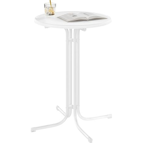 WOLTU Mesa alta redonda plegable 80x110cm, Blanco