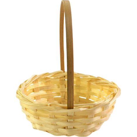 Panier À Fleurs - Panier Tressé En Bois Avec Poignée - Décor De Bureau Miniature Pour Mariages Jardins Extérieurs Pique-Niques - Lot De 1 (1/5)
