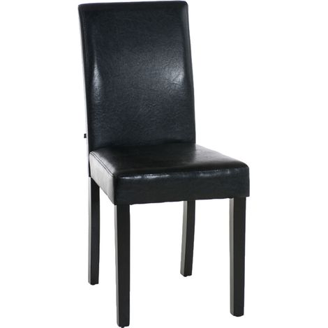 Sedia da sala da pranzo x1 design moderno in PVC nero e gambe in legno nero 100002025