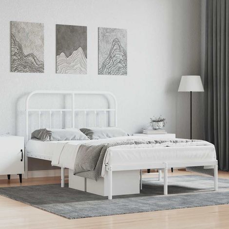 Cadre de lit en métal avec tête de lit et lattes blanc 120 x 190 cm sans matelas - PANGIVO (1/5)