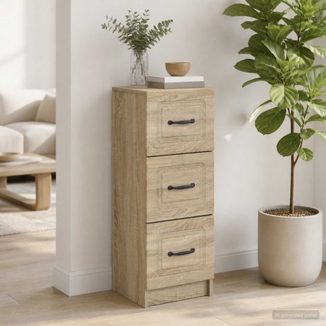 Armoire à tiroirs 3 tiroirs en bois d’ingénierie chêne sonoma 33 x 34,5 x 87 cm, 17.1kg - PANGIVO (1/5)