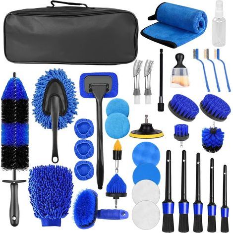 36-Piece Car Cleaning Kit, Car Cleaning Brush Kit for Interior and Exterior, Car Details Brush Car Wash Set, Car Cleaning Kit for Air Vents, Wheels, Surfaces (1/5)