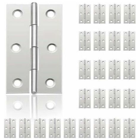 BUNTHAUS 24Pcs Petit Charnières pour Portes, Charnière Inox, DIY Charnières de Portes pour Porte Placard Charnière Piano Boîtes à bijoux La Maison Meubles Matériel Armoire(44mm32mm) (1/5)
