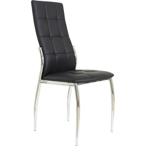 MOMMA HOME Set de 4 Sillas - Modelo Cami - Color Negro/Plata - Material Ecopiel/Metal Cromado - Medidas 46 x 54 x 101 cm (1/4)