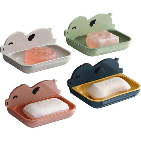 1 Porte-savon cochon,ventouse,système drainage,double paroi,salle de bain cuisine (1/4)