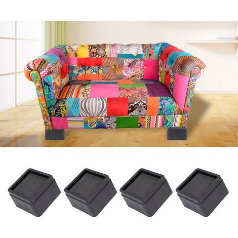 Lot de 4 rehausseurs de lit empilables et résistants, carrés noirs de 5 cm, pour pieds de meubles et protections de sol (1/5)