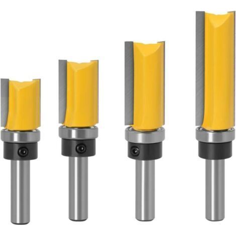 Jeu de 4 fraises à bois 6mm pour finition et affleurement, avec tailles 12mm, 20mm, 25mm, 38mm (1/5)