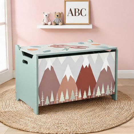 Coffre à jouets enfant 60 cm MDF vert en MDF 60 x 37 x 39 cm (1/5)