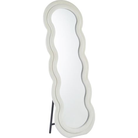 Miroir en pied décoratif design ondulé Andromak 70x170cm Velours Crème