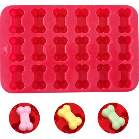 Set mit 2 knochenförmigen Silikonformen, Form 18, geeignet für Schokolade und Gebäck, flexibles Backwerkzeug, ofen- und gefriergeeignet, 22,9 x 14,4 x 1,4 cm, rot und lila (1/4)