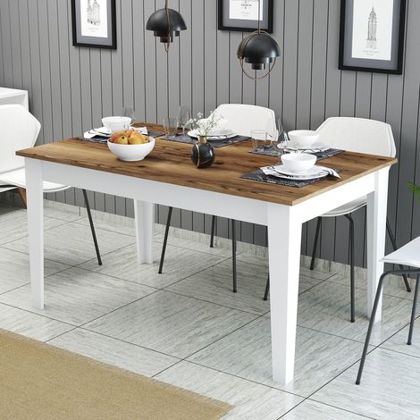 Mesa Fija Segura, 6 Plazas, Forma Rectangular, Soporta 120 kg, 145x88x75h cm Blanco (1/5)