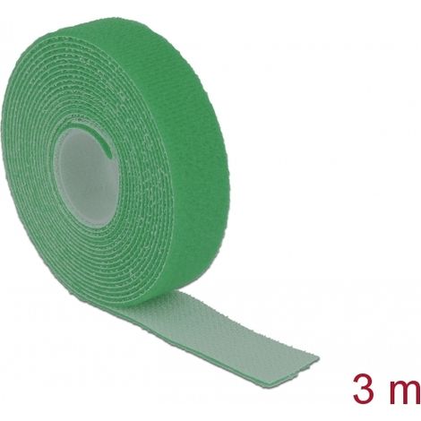 Delock Cinta de gancho y bucle en rollo LA 3 m x AN 20 mm verde