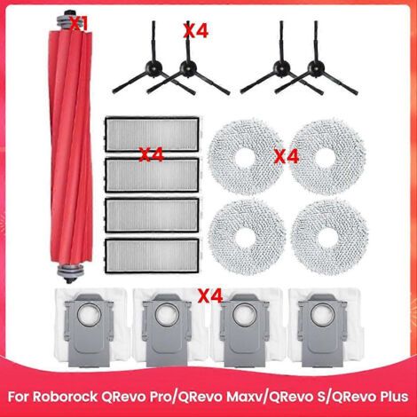17 pièces pour aspirateur Roborock Qrevo Pro/Qrevo MaxV/Qrevo S/Qrevo Plus : brosse principale, filtre, serpillière C