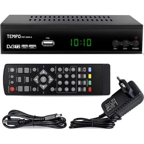 Tempo 4000 Decodeur TNT HD pour TV - FULL HD Decodeurs TNT Peritel - HDMI D&eacutecodeur, Demodulateur, Recepteur, Boitier, Adap37