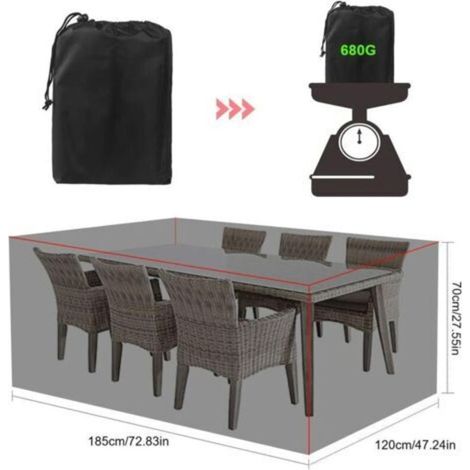 Housse de protection imperméable pour table de jardin rectangulaire – Housse en tissu Oxford résistante aux intempéries (180 × 120 × 70 cm) – Idéale pour mobilier extérieur, véranda et terrasse (1/4)