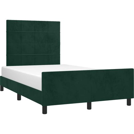 Cadre de lit 120 x 190 cm avec tête de lit, velours vert foncé, sommier à lattes, 33.2kg - PANGIVO (1/5)