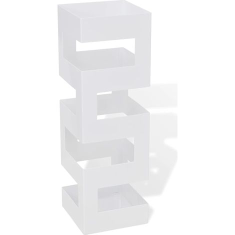 vidaXL Paragüero cuadrado soporte de bastones acero blanco 48,5 cm (1/5)