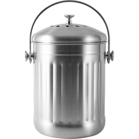 Bac à compostseau à éplucher pour la cuisineseau à compost inodore pour les déchets alimentairesavec finition argentée Han (1/5)