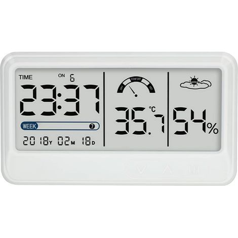 Digital Hygrometer Electronic Temperature and Humidity Gauge with LCD Time and Date Display Indoor Thermometer Hygrometer with Stand for Garden Greenhouse (1/5)