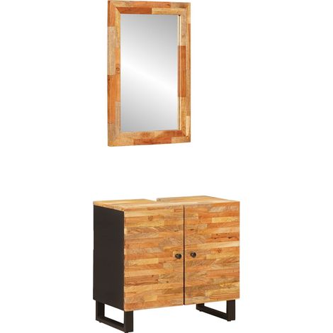 vidaXL  Bathroom Sets  with Storage 2 pcs Natural Solid Mango Wood