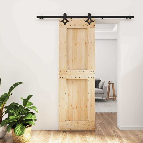 vidaXL Porta scorrevole Naturale e Nero 70 x 210 cm