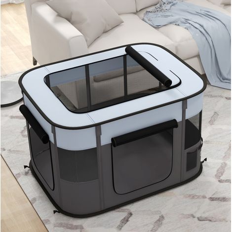 Parco per cuccioli pieghevole con porte e finestre in rete, 94 x 74 x 60 cm, grigio HAVRYA (1/5)