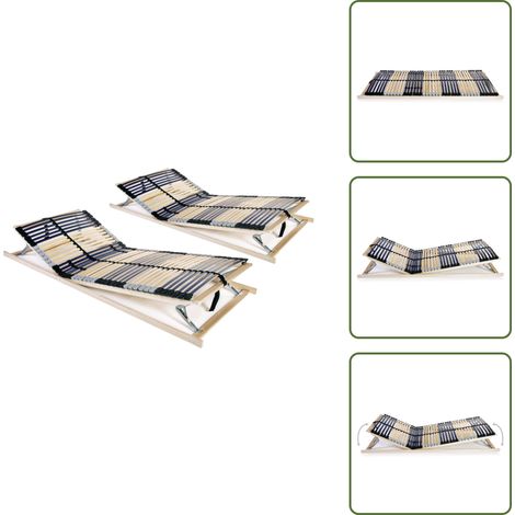 Sommiers à lattes sans matelas 2 pcs avec 42 lattes 70x200 cm - Sommier À Lattes - Sommier Bois - Cadre Lit - Lit Double - Base De Lit (1/5)