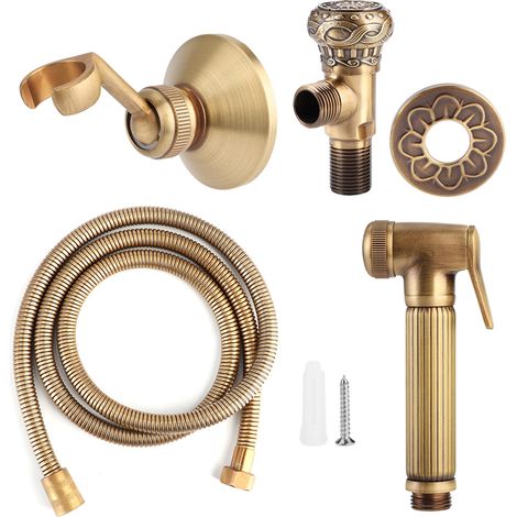 Douchette de Toilette en Laiton Vintage avec Support et Flexible - Accessoire Salle de Bain (1/5)