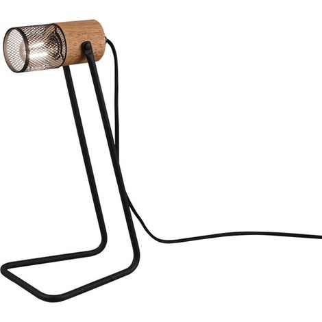 Lampada Tavolo in Legno Moderna Cilindro Gabbia di Metallo Tosh GD Trio (1/4)