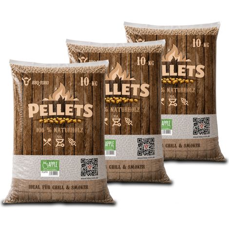 Bbq-Toro – Granulés de bois de pommier 30 kg – 100% bois naturel – Saveur douce et fruitée pour barbecue – Idéal pour fumoirs et grills