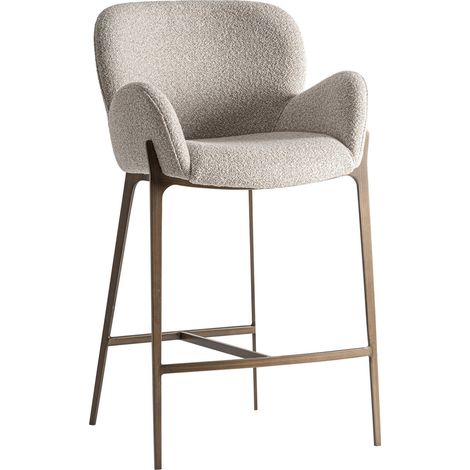 Tabouret contemporain en coton gris finition vieillie élégant - Gris effet vieilli bois clair (1/4)