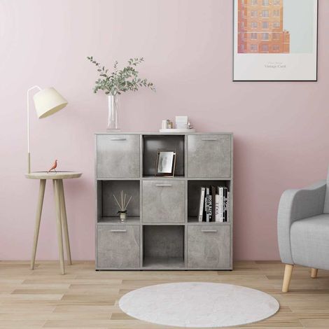 vidaXL Estantería madera contrachapada gris hormigón 90x30x90 cm (1/5)