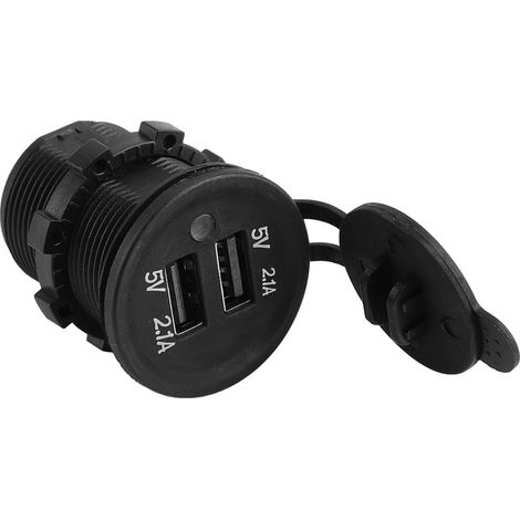 Chargeur allume-cigare double USB 5V 2,1A avec prise femelle, compatible avec les voitures, motos et camions. (1/5)