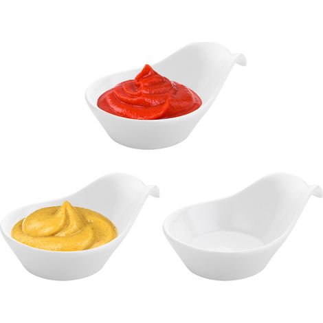 Set aus 3 Porzellan-Dipschalen mit Griffen, Florina Alta, 12,7 x 8,9 x 4,7 cm