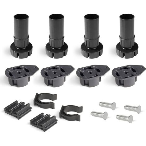 Emuca - Gambe per mobili, Piedi per mobile in plastica colore nero, Set di 4 piedini regolabili di altezza 100mm (1/5)