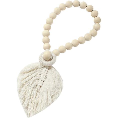 Attaches-rideaux en macramé avec perles, style champêtre, pour rideaux. (1/5)