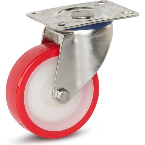 Roulette pivotante - MESO - PU inox - Platine - 100mm - 180kg