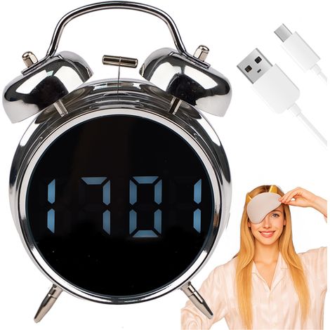 Despertador digital, estilo retro con sonido potente, control por voz