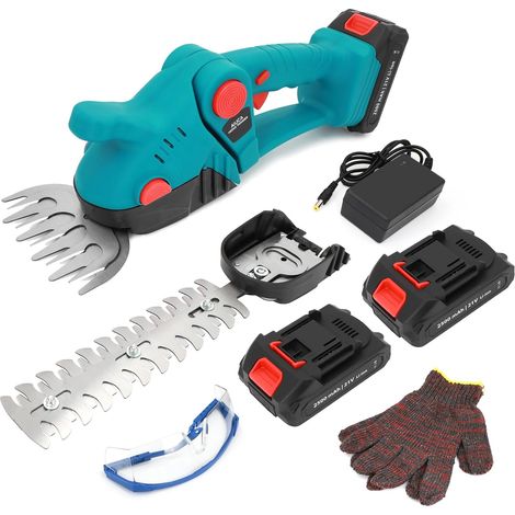 Taille-Haies 2en1 sans Fil 1260tr/min 2 Batteries 2500mAh 21V Tête Orientable 90° et Double Lames 5"/9" pour Tailler Haies et Herbe, jusqu'à 2h d'Autonomie avec Sécurité Intégrée (1/5)