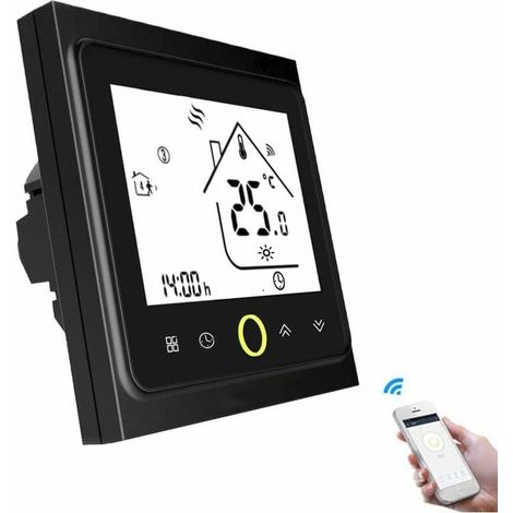 WiFi Thermostat for Gas/Water Boiler, Programmable Gas Water Heater Compatible with Smart Life/Tuya App and Alexa and Google Home Systems (Black) (1/5)
